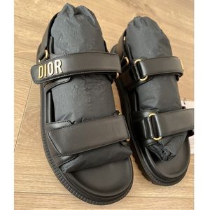 Dior Shoes Women's 9 Black Sandals with Gold Accents
